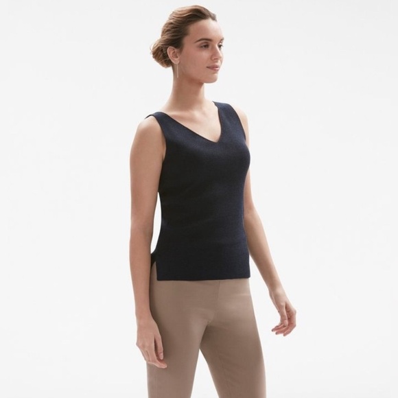 MM LaFleur Peggy Top Navy Blue Knit Stretch Business Casual Classy Melange Large - Picture 6 of 6